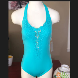 Kenneth Cole One Piece Swimsuit Blue SZ S SW11
